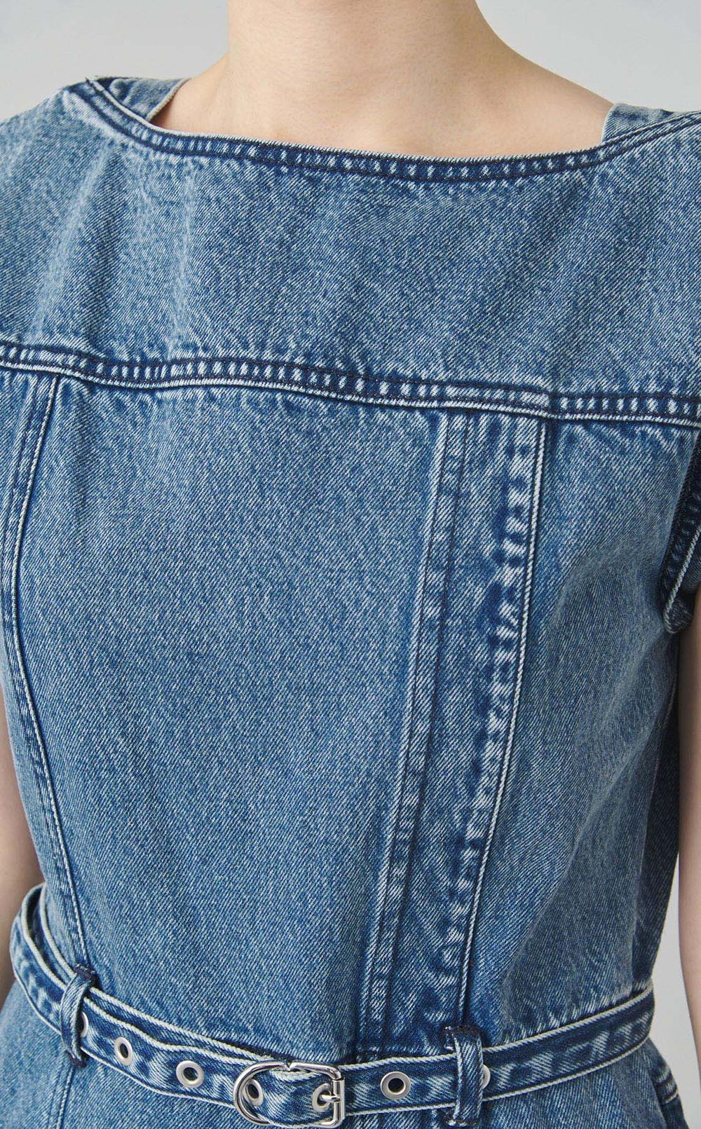 ベルテッドデニムワンピース