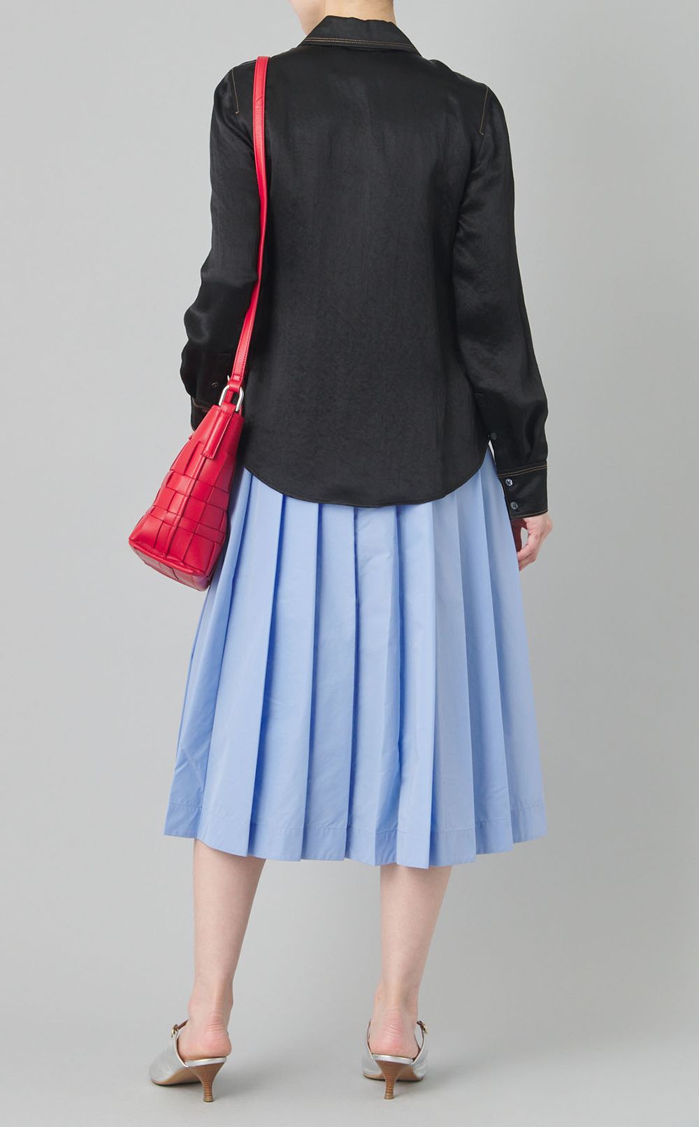 ミニモダン格子バゲットバッグ