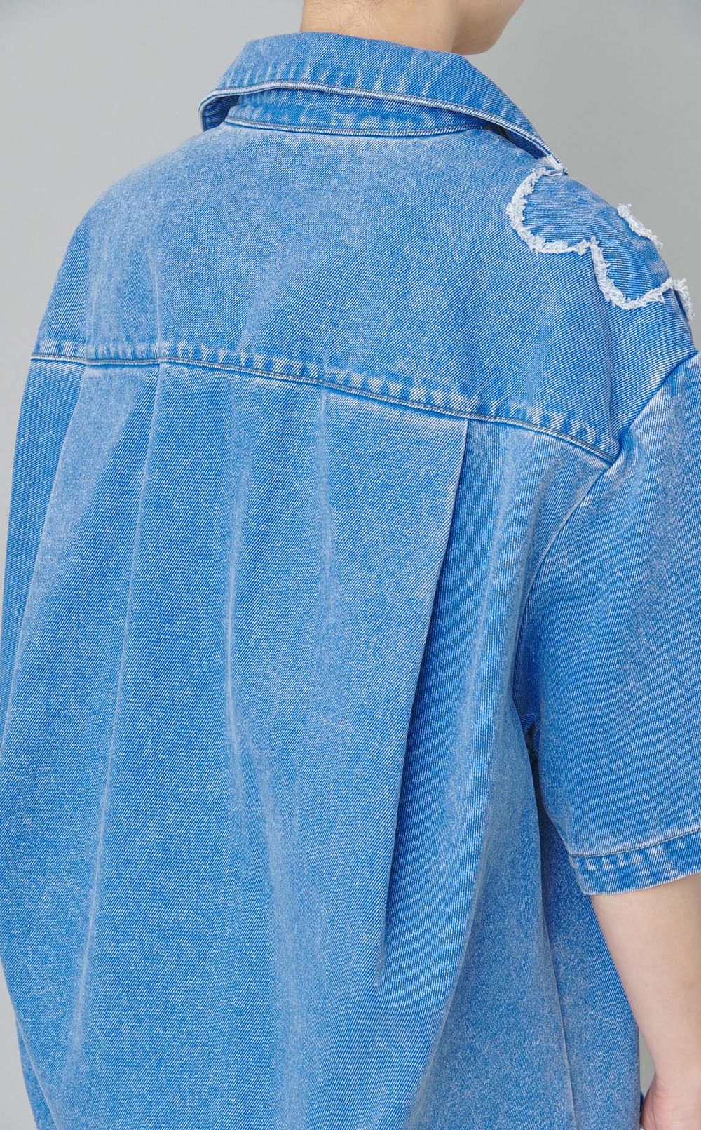 フラワーパッチデニムチュニックワンピース