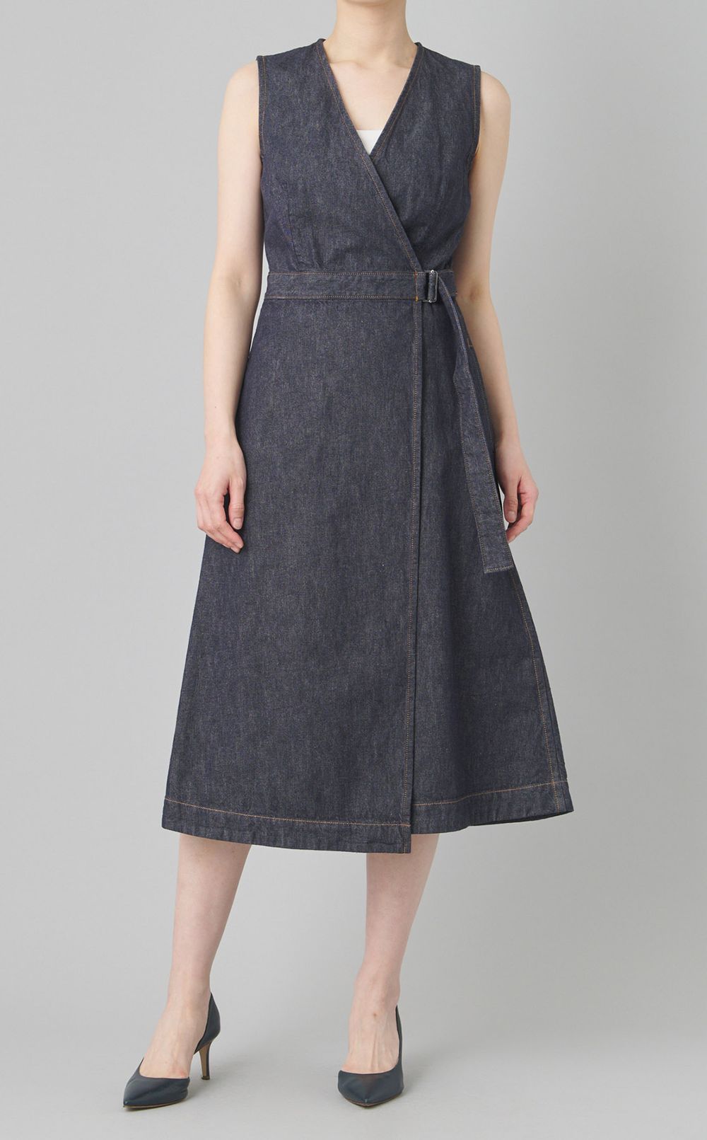デニムカシュクールワンピース