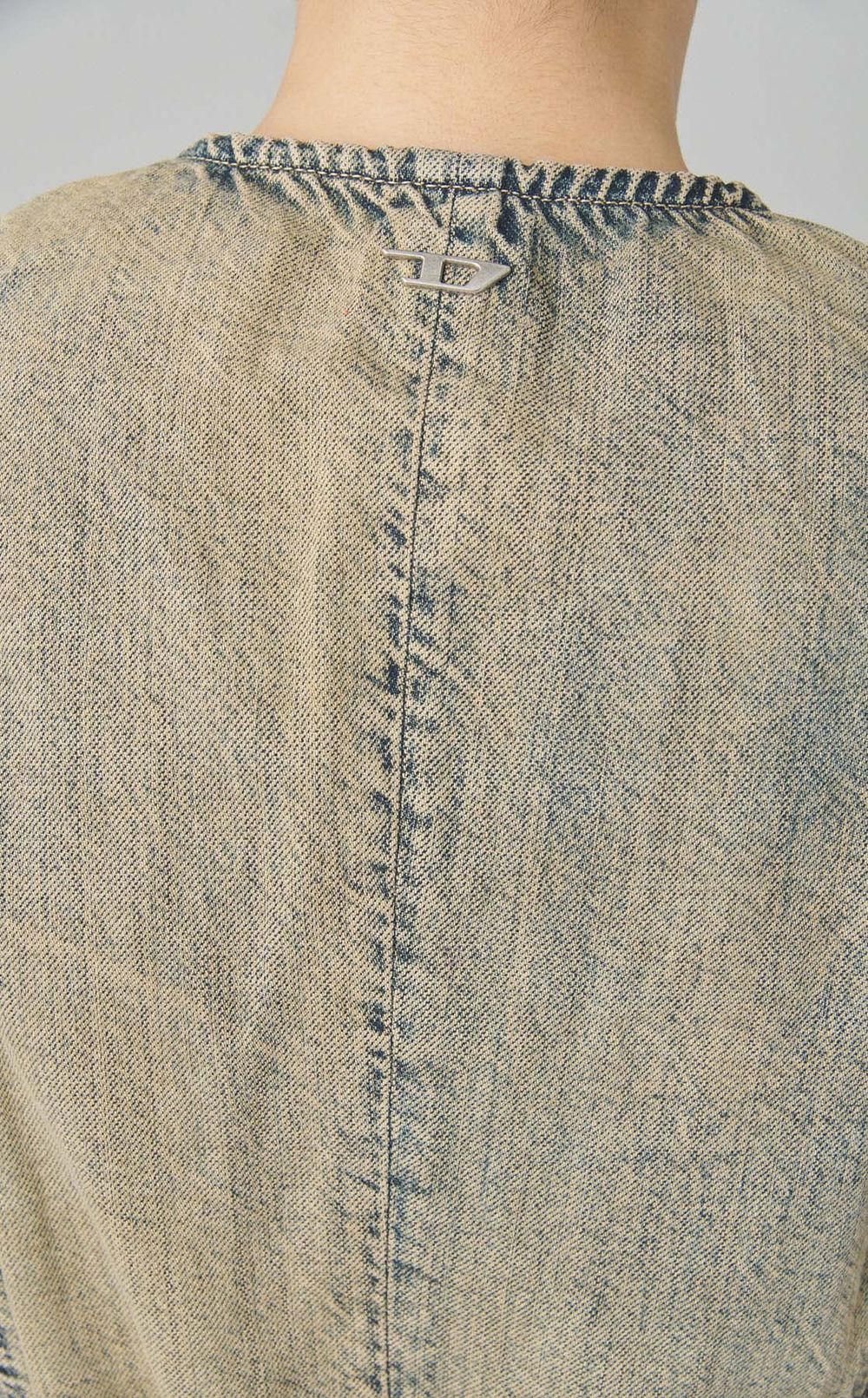 デニムカシュクールノースリーブブラウス