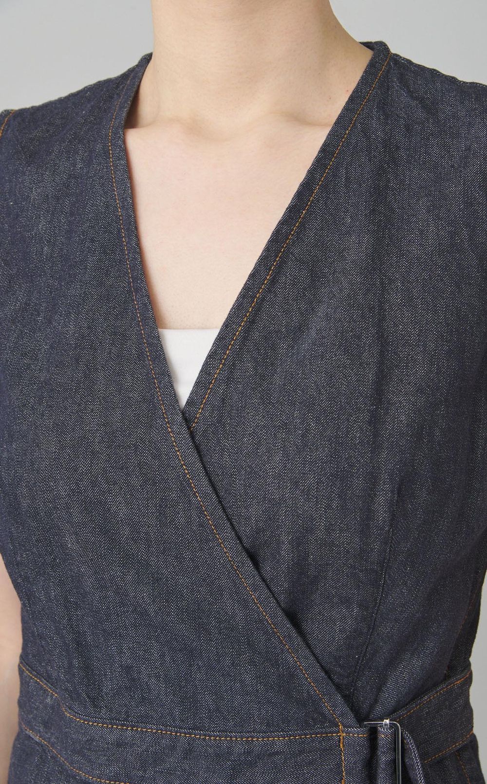 デニムカシュクールワンピース