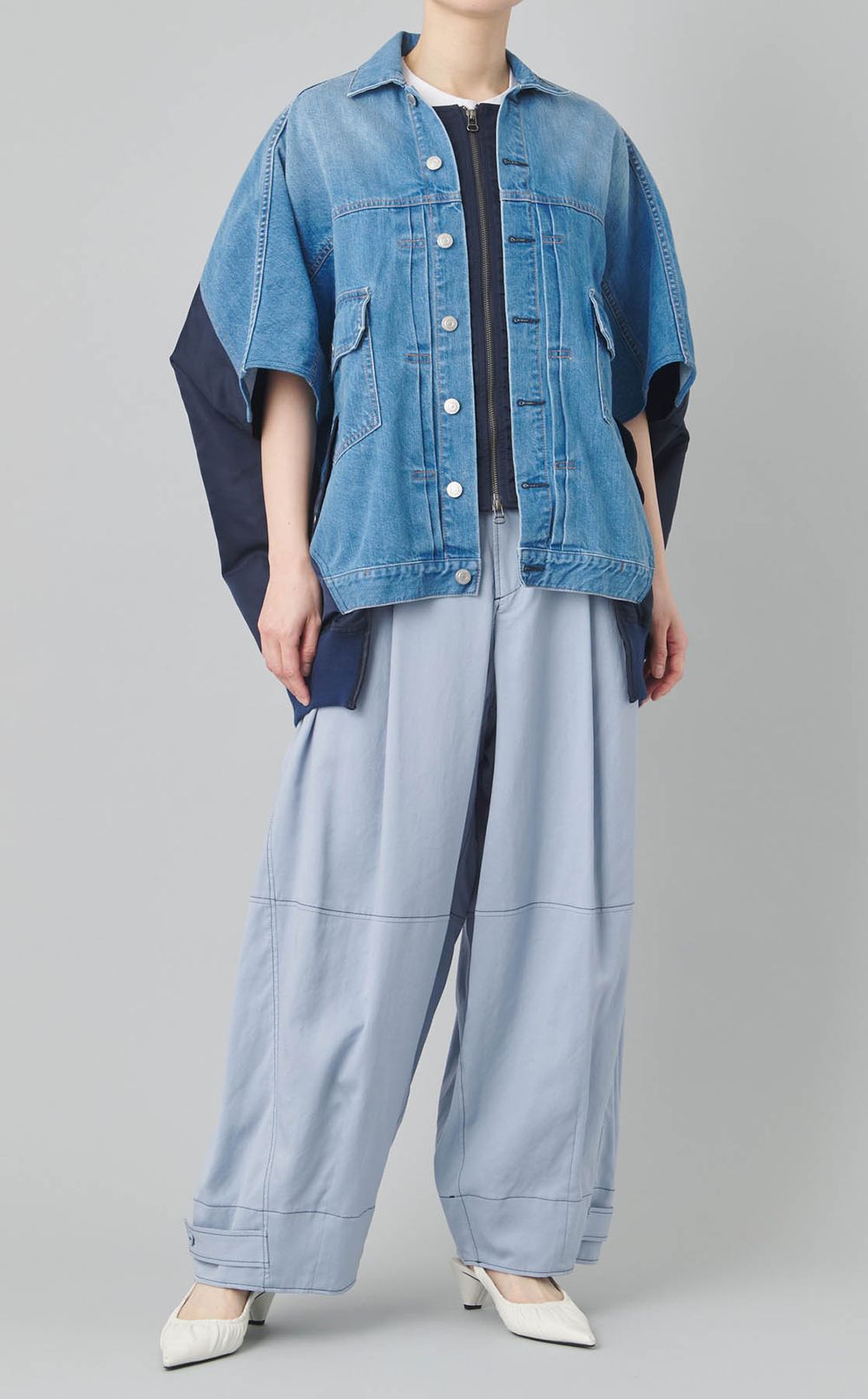 ステッチデザインバレルパンツ