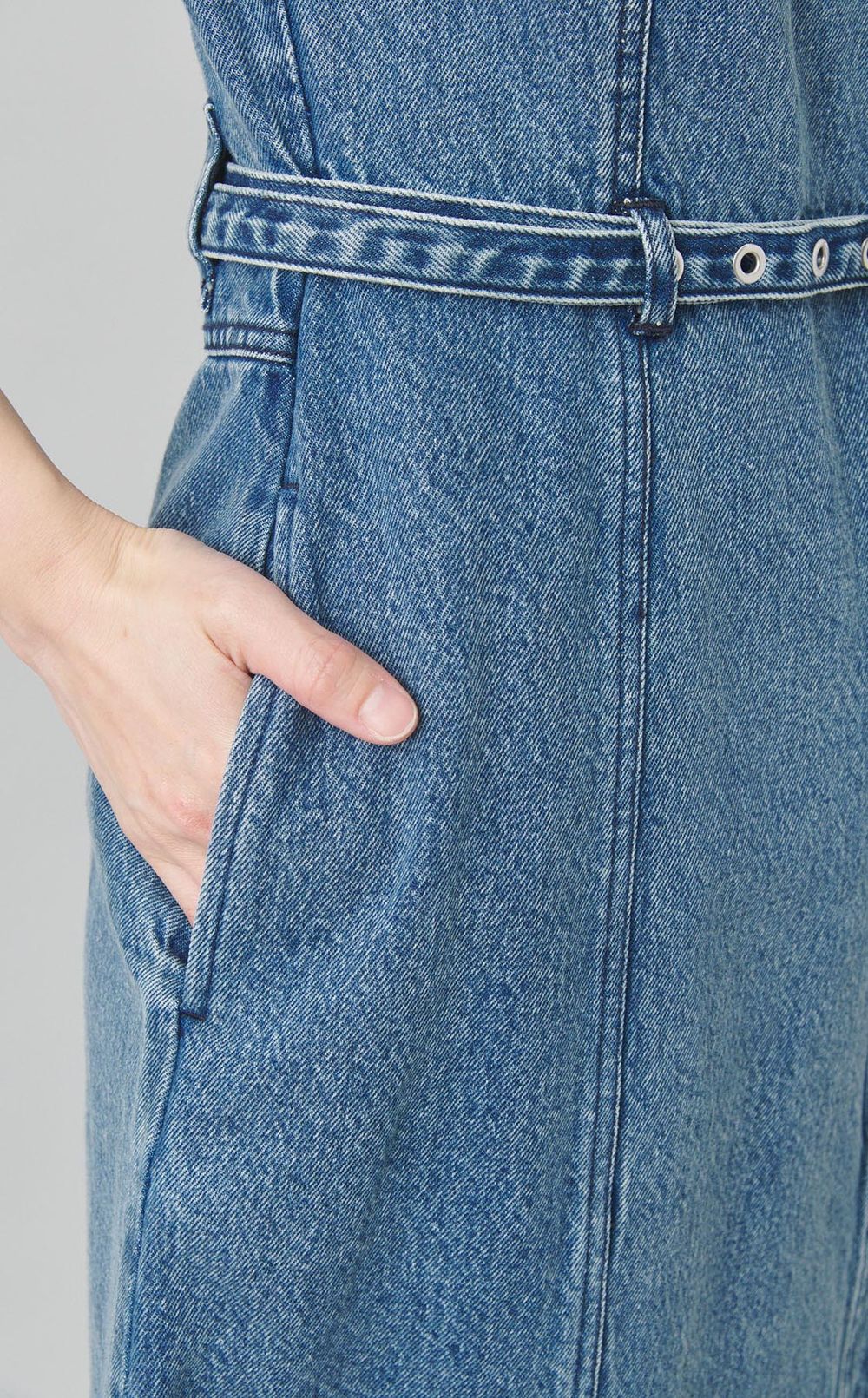 ベルテッドデニムワンピース