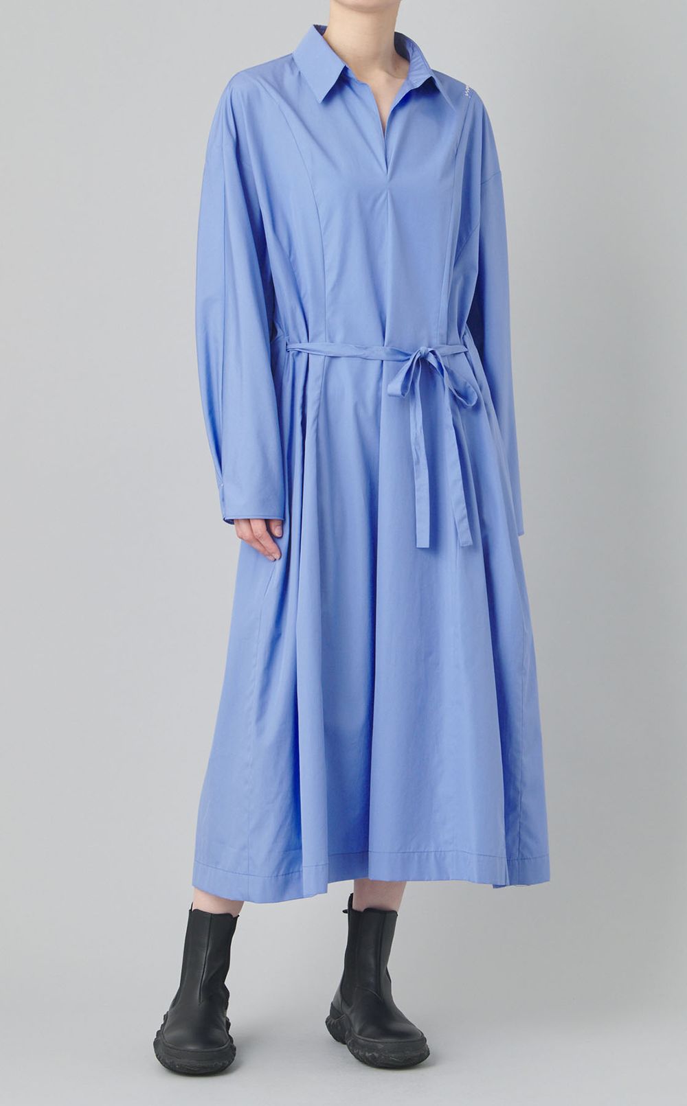 コットンポプリンベルテッドワンピース