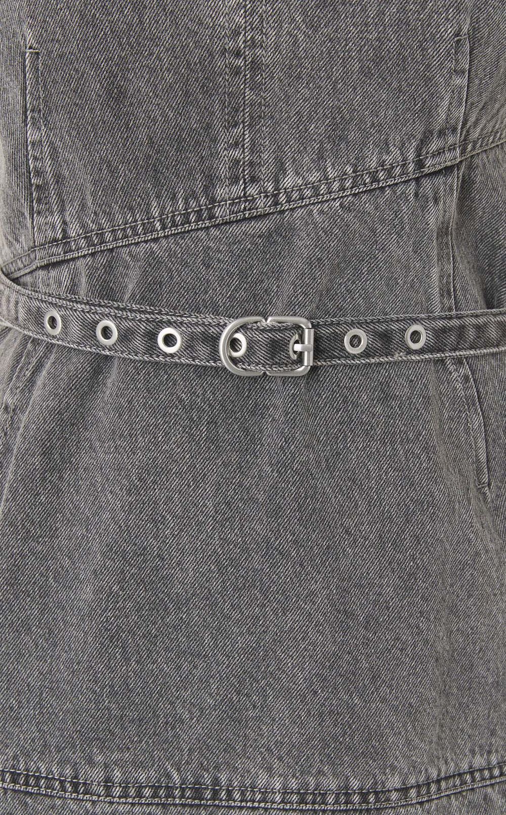 シフォンコンビデニムドレス