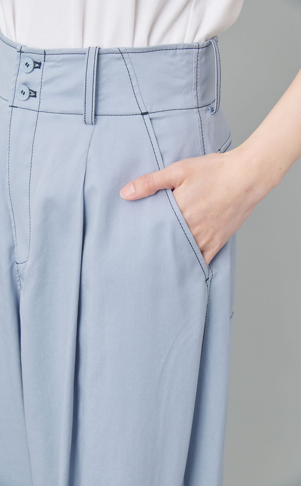 ステッチデザインバレルパンツ