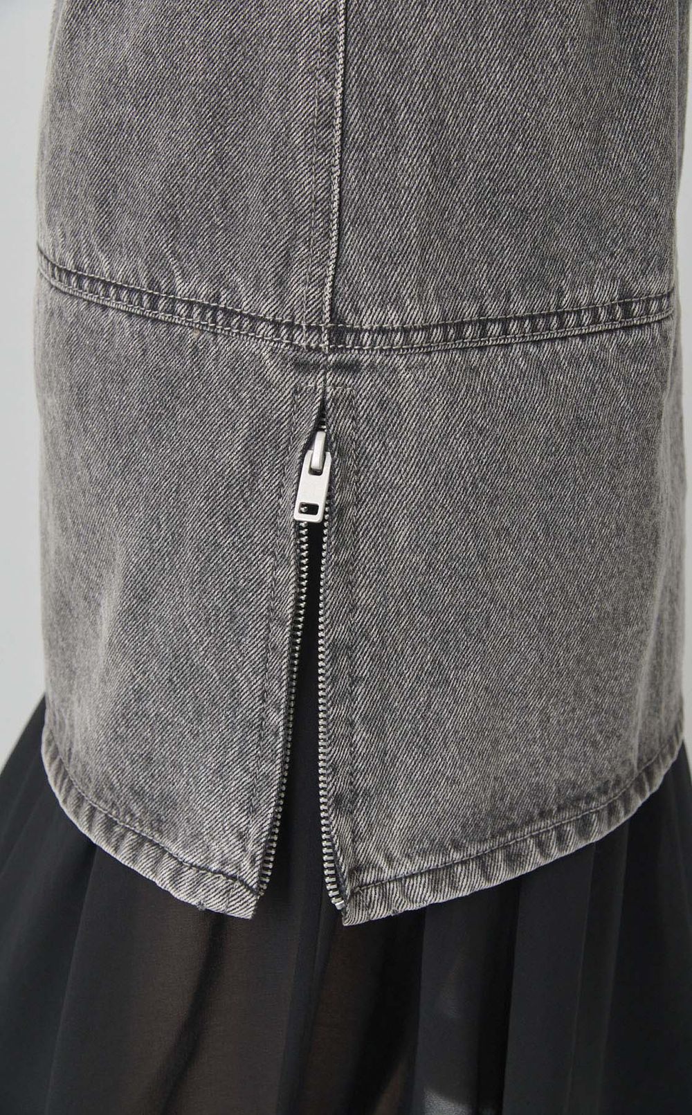 シフォンコンビデニムドレス