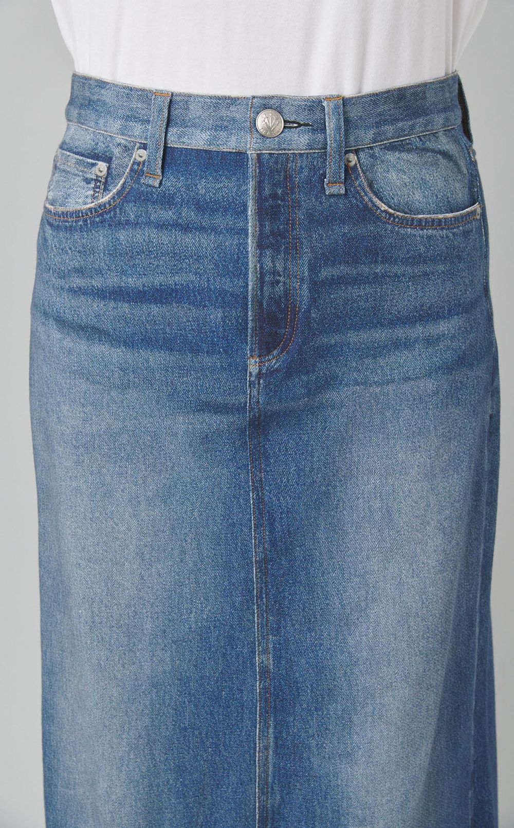 デニムプリントミディスカート