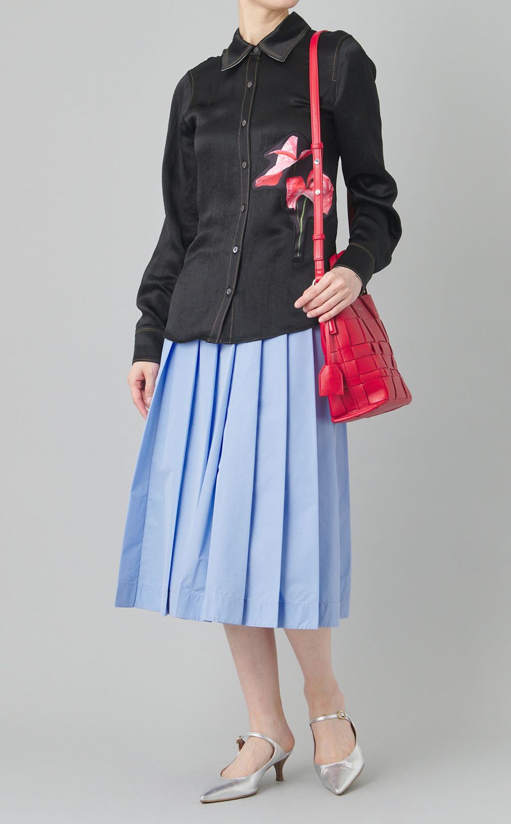 プリーツベルテッドスカート