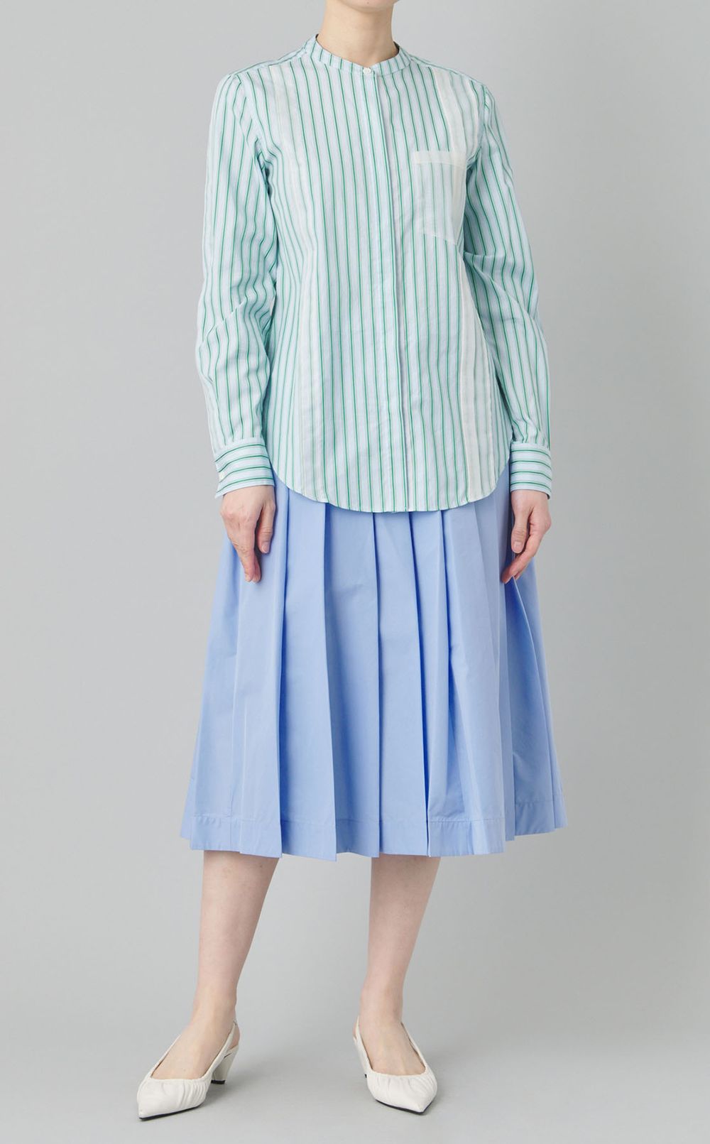 プリーツベルテッドスカート