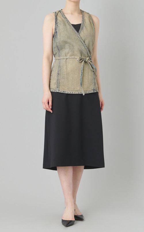 デニムカシュクールノースリーブブラウス