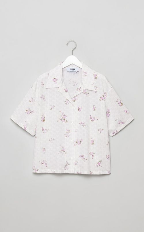 フラワーロゴプリントハーフスリーブシャツ