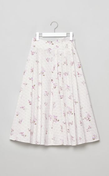 フラワーロゴプリントギャザースカート