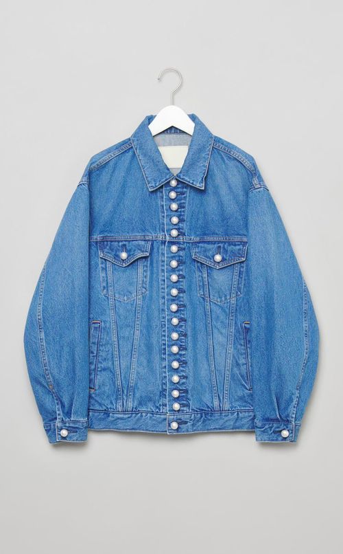 オーバーサイズパールボタンデニムブルゾン