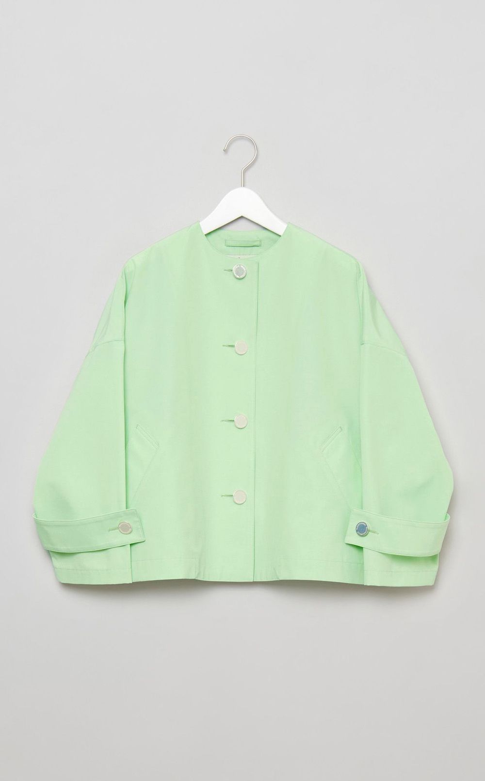 ノーカラーフレアショートコート