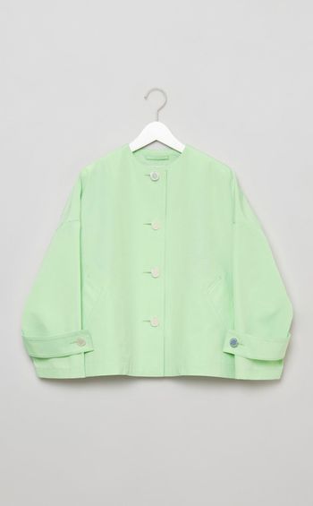 ノーカラーフレアショートコート