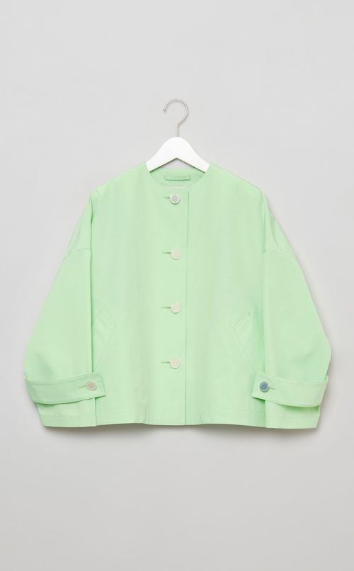 ノーカラーフレアショートコート