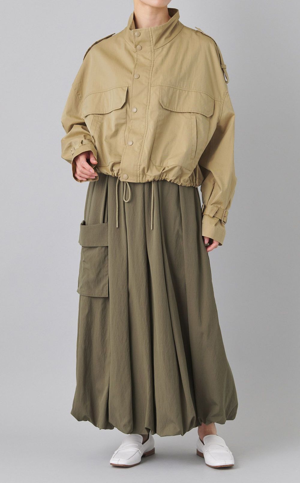 コットンナイロンスタンドカラーブルゾン