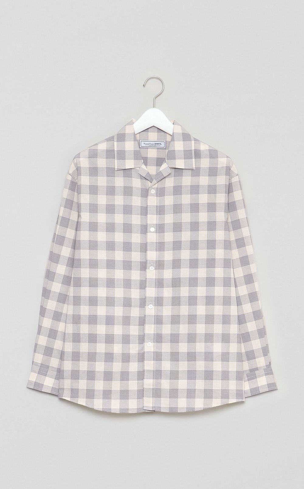 オープンカラーチェックシャツ