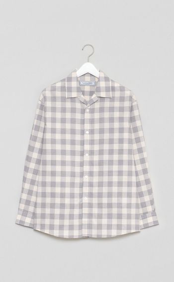 オープンカラーチェックシャツ