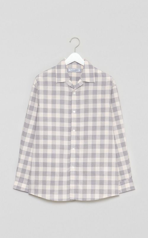 オープンカラーチェックシャツ