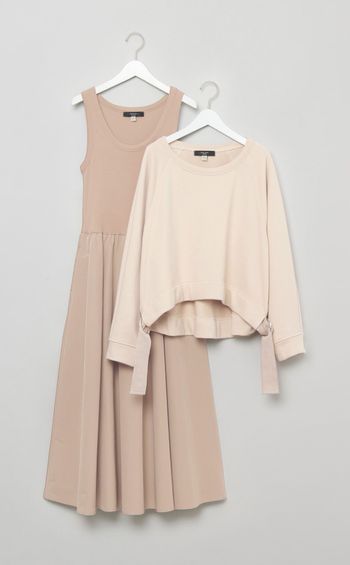 スウェット切替ロングワンピース