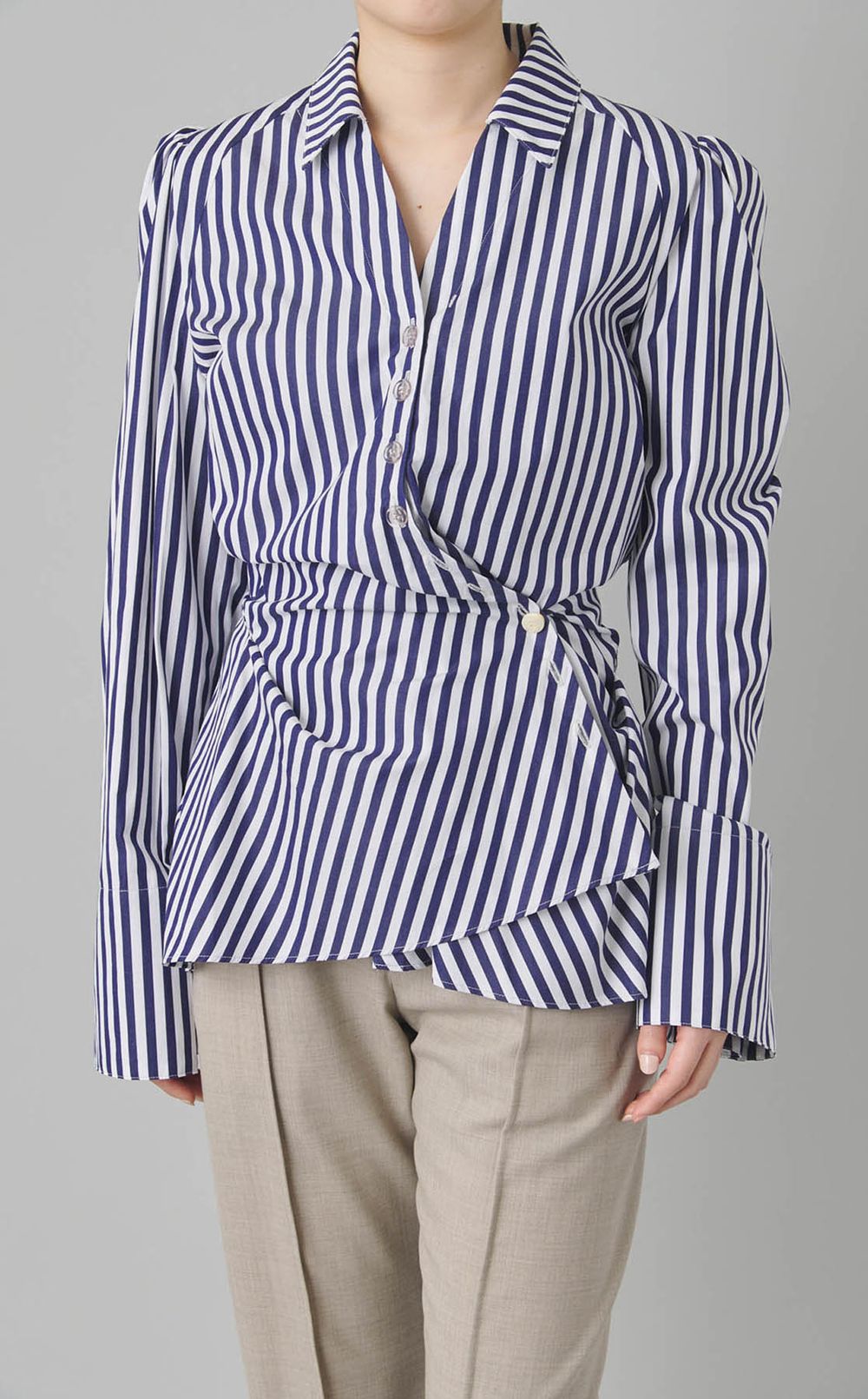 コットンストライプ2wayシャツ