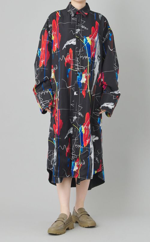 ペイントプリントシャツワンピース