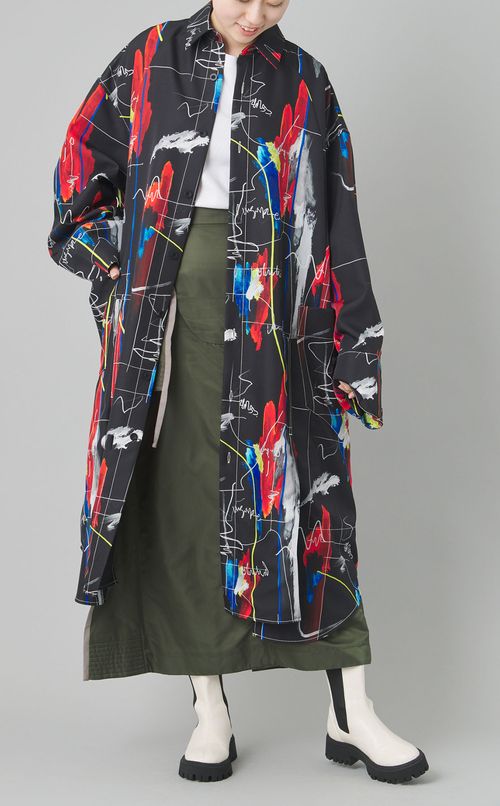 ペイントプリントシャツワンピース