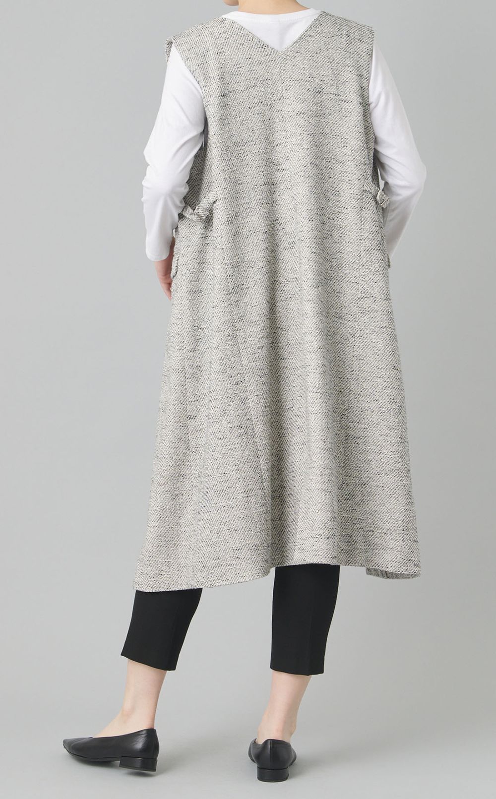 Vネックジレワンピース