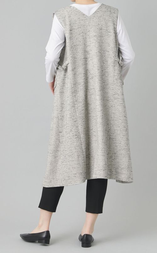 Vネックジレワンピース