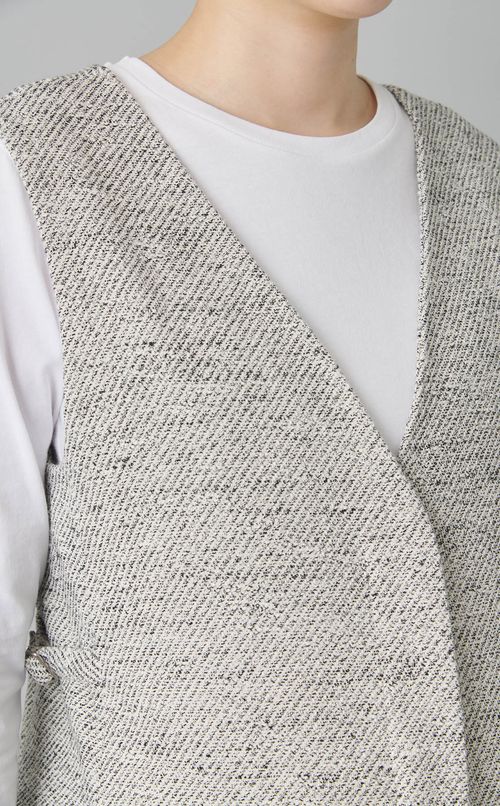 Vネックジレワンピース