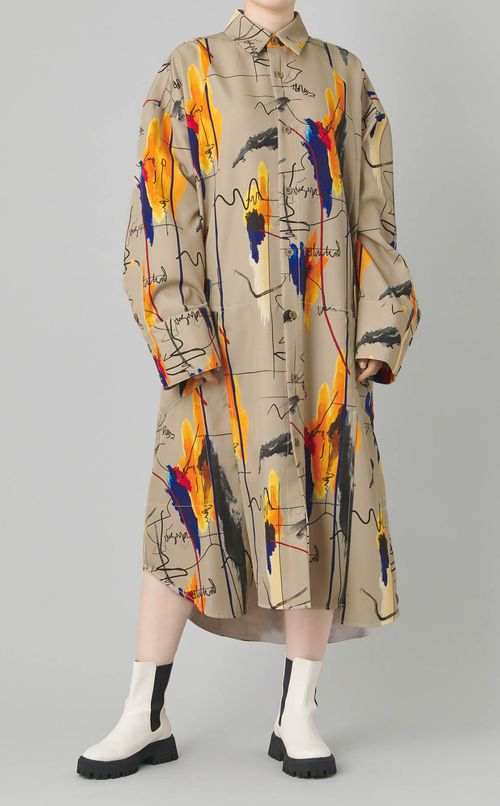 ペイントプリントシャツワンピース
