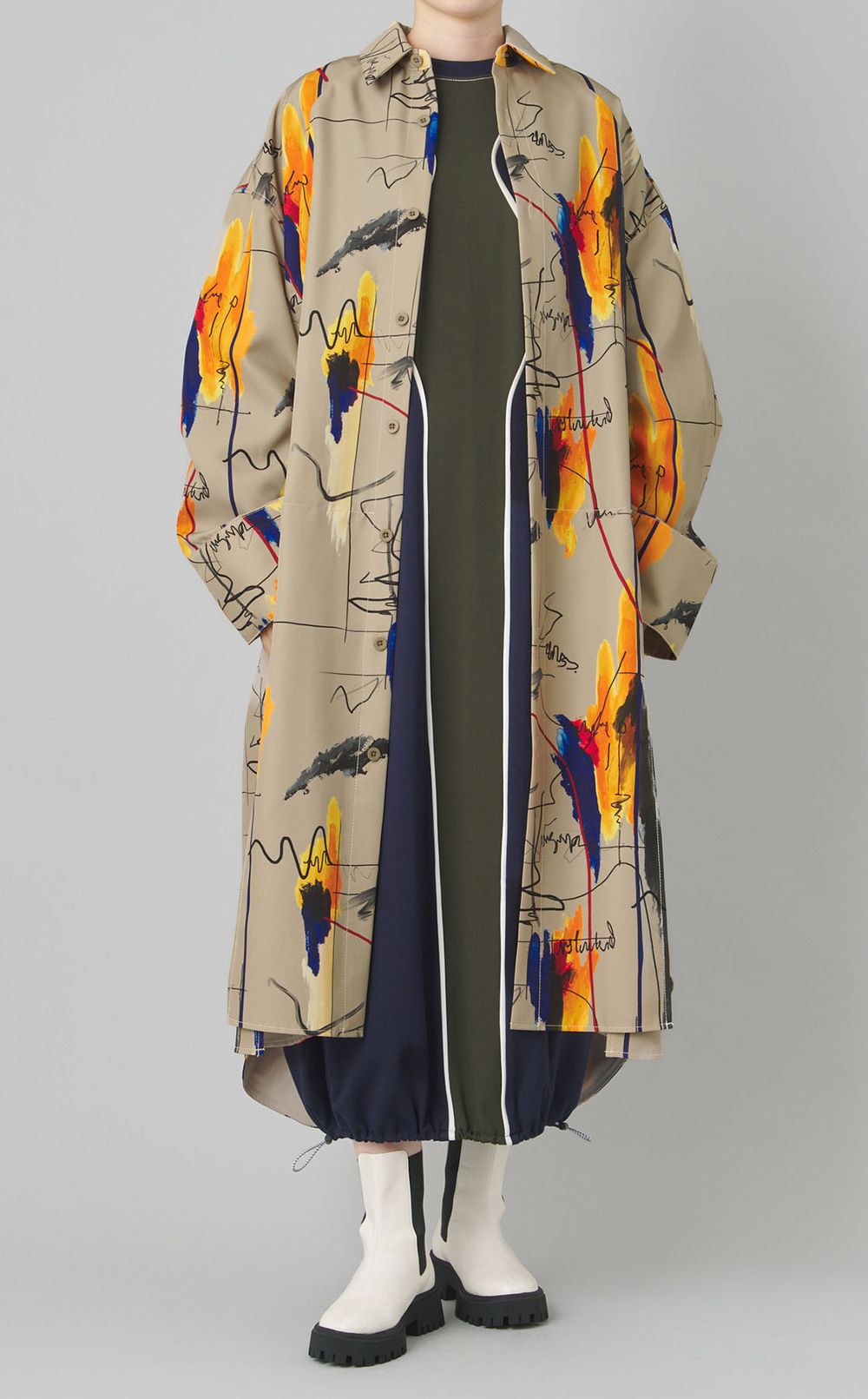 ペイントプリントシャツワンピース