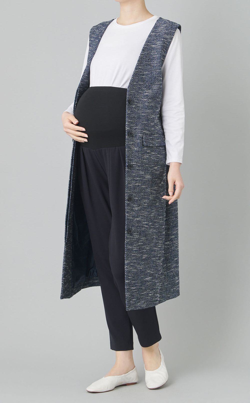 Vネックジレワンピース