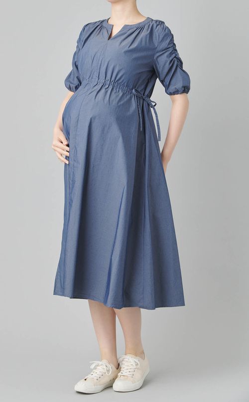 フィットアンドフレアギャザーワンピース