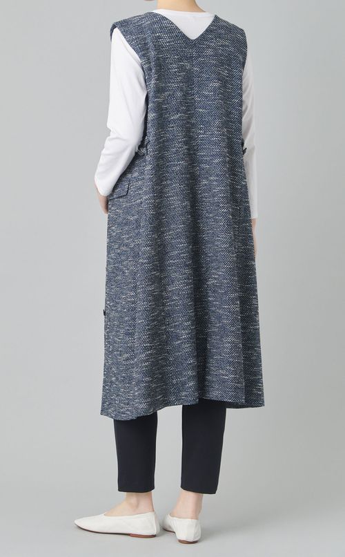 Vネックジレワンピース