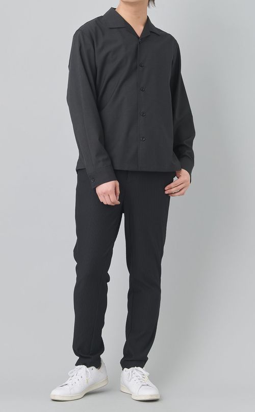 キャンプカラーウールシャツ