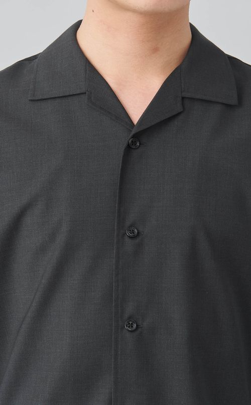 キャンプカラーウールシャツ