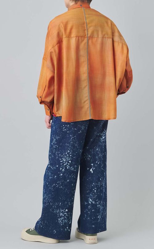 フロウイングダイウールシャツ