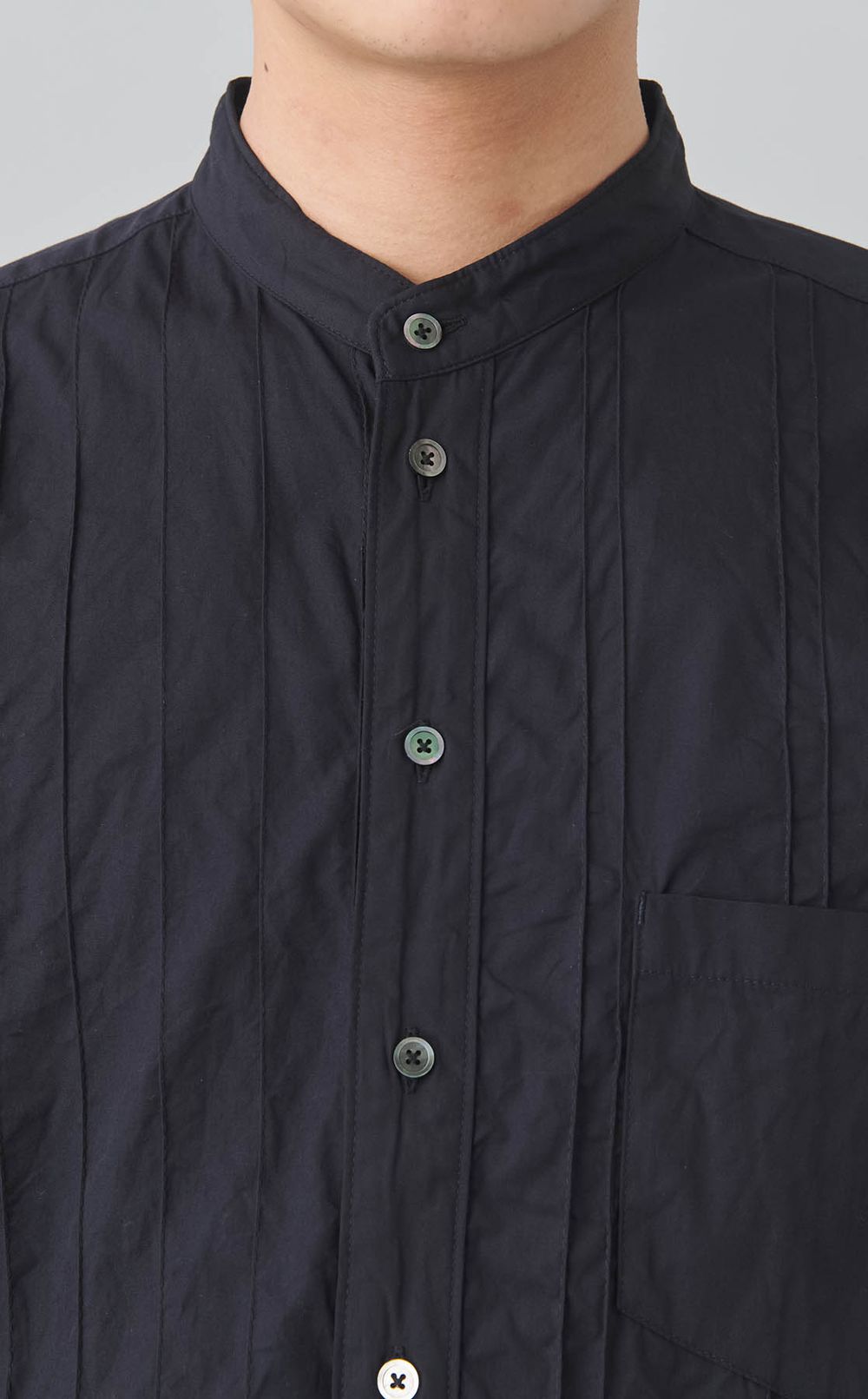 スタンドカラーロングシャツ