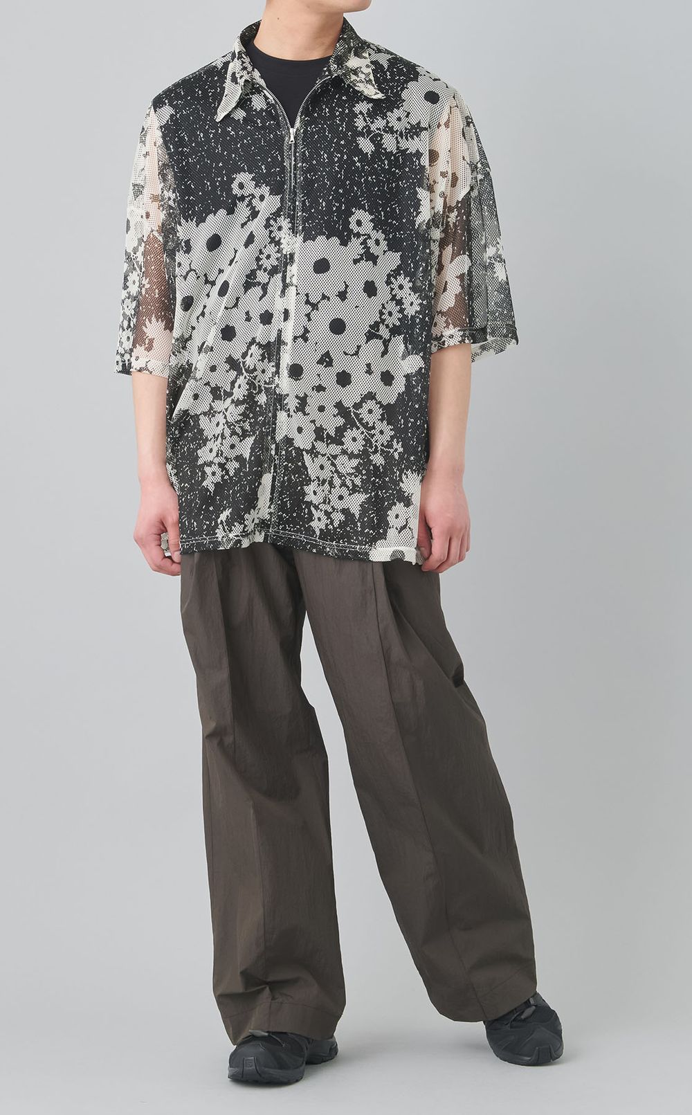 フローラルジップメッシュポロ