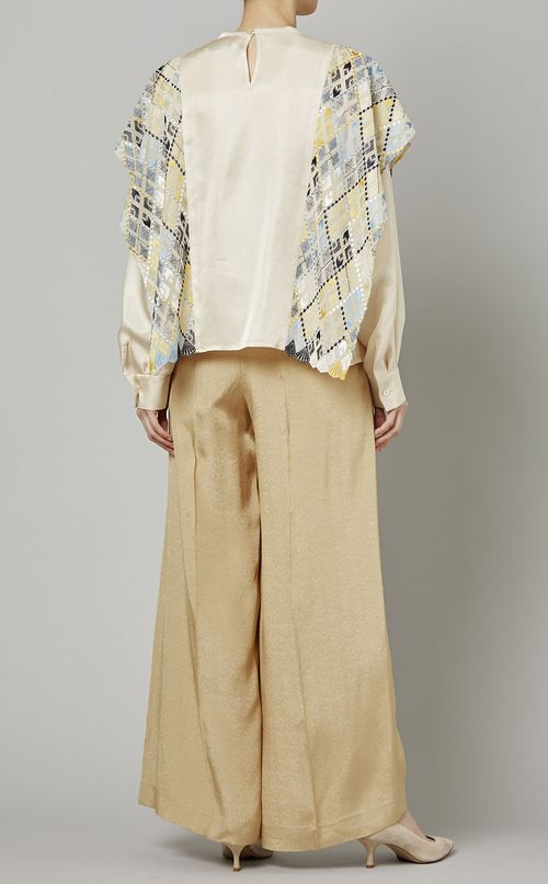 エンブロイダリーサイドレースブラウス