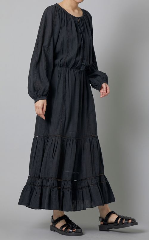 コットンリネンガーゼティアードドレス