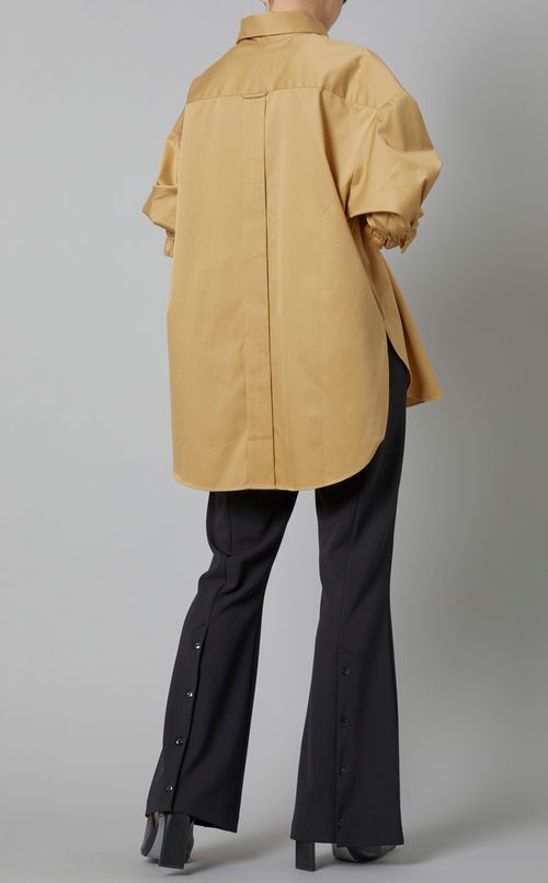 ラッフルスリーブボタンダウンシャツ