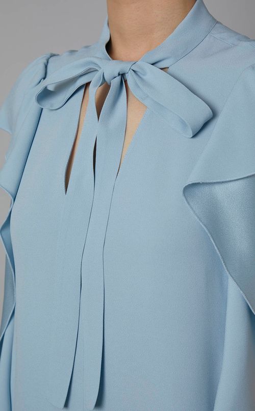 サイドフリルリボンタイミニドレス