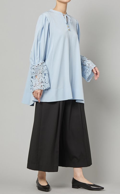 レースカフスチュニックブラウス