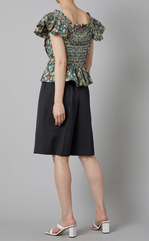 小花プリントギャザートップス