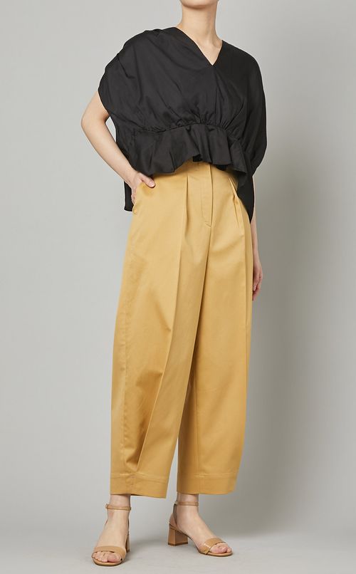 コットンアンクル丈タックパンツ